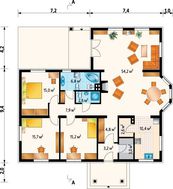 Одноэтажный коттедж с привлекательным экстерьером