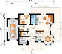 Симпатичный проект небольшой виллы с комнатами для отдыха, гаражом и крышей