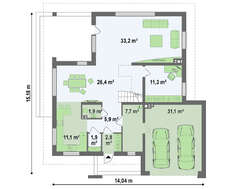 Проект 2х этажного дома со сдвоенным гаражом