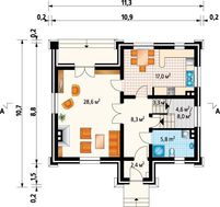 Оригинальный загородный дом с мансардным этажом площадью 140 m²