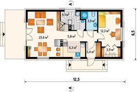Компактный особняк с мансардным этажом, террасой и балконом