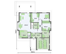 Проект дома с 3 спальнями и фронтальным удобным гаражом