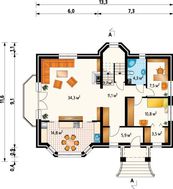 Оригинальный загородный дом с крыльцом и верандой