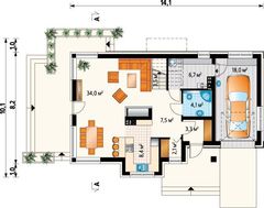 Проект оригинального загородного дома с просторным балконом