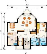 Архитектурный проект красивого загородного коттеджа с балконом и эркерами