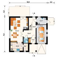 Архитектурный проект стильного дома с четырьмя комнатами