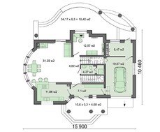 Архитектурный проект стильного коттеджа с изысканным эркером и балконами