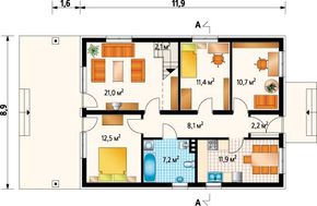 Архитектурный проект современного особняка с шестью спальнями