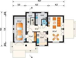 Небольшой загородный дом с площадью 150 m²