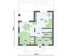 Проект небольшого компактного коттеджа с мансардными окнами