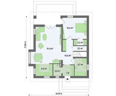 Проект дома с мансардой и эркером и двускатной крышей