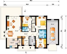 Просторный загородный коттедж с четырьмя комнатами и гаражом