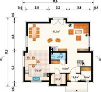 Проект мансардного коттеджа 170 m² в традиционном стиле