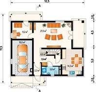 Строительный проект коттеджа более 200 m² с мансардой и гаражом на 1 машину