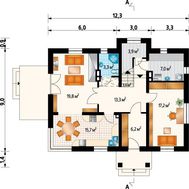 Проект дома с балкончиком над крыльцом