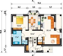 Проект уютного дома с гаражом в цокольном этаже