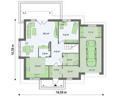 Проект загородного коттеджа с большими окнами