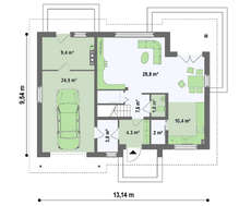Проект просторного дома с гаражом, мансардой, хозяйственным помещением