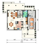 Проект мансардного дома с верандой
