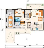План двухэтажного коттеджа на четыре спальни с гаражом