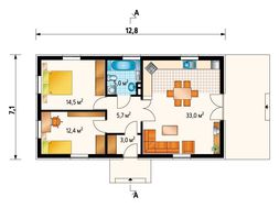 Одноэтажный современный дом площадью 70м2