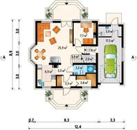 Проект уютного дома с гаражом на 1 авто и эркером