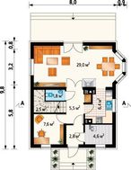 Современный двухэтажный коттедж с темными наличниками на окнах