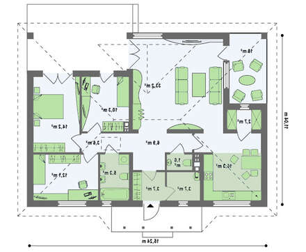 Интересный проект дома с оранжереей и террасой