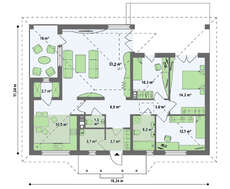 Интересный проект дома с оранжереей и террасой