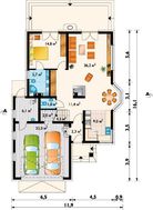 Дом с многоскатной крышей и гаражом для двух авто