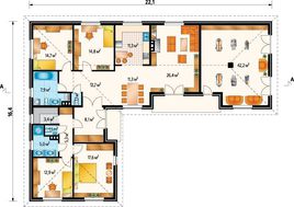 Одноэтажный коттедж с четырьмя спальнями и просторным тренажерным залом