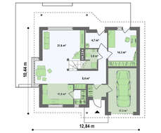 Проект уютного мансардного коттеджа с гаражом на 1 авто