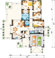 Красивый одноэтажный дом со встроенным гаражом для 2 машин