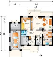 Планировка коттеджа площадью 165 кв.м с деревянным крыльцом и террасой