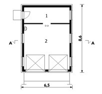Проект двухместного гаража с хозяйственной комнатой