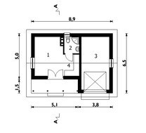 Проект одноэтажного здания с жилищной зоной и гаражом