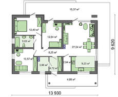 Большой одноэтажный дом с чердаком