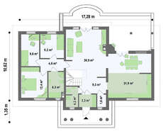 Проект коттеджа в ретро стиле с четырехскатной крышей