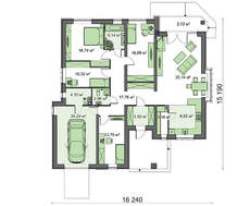 Красивый одноэтажный коттедж с гаражом и 4 уютными спальнями