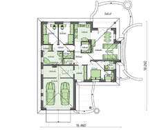 Классический проект 1-этажного дома с гаражом на две машины