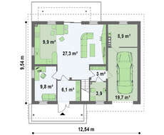 Проект мансардного дома с дополнительной спальней на 1 этаже