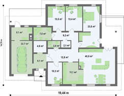 Симпатичный дом с многоскатной крышей