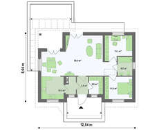 Небольшой одноэтажный дом с 2-я спальнями