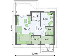 Проект экономного простого дома с мансардой