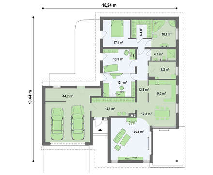 Проект коттеджа с гаражом в скандинавском стиле