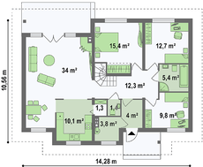 Большой дачный дом с мансардой