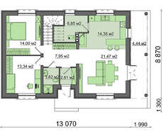 Проект мансардного дома с четырьмя спальнями
