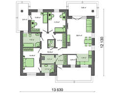Проект небольшой классической усадьбы с четырёхскатной крышей