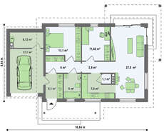 Проект комфортабельного классического одноэтажного дома с гаражом