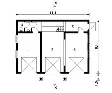 Проект трехместного гаража с эксплуатационным чердаком и санузлом